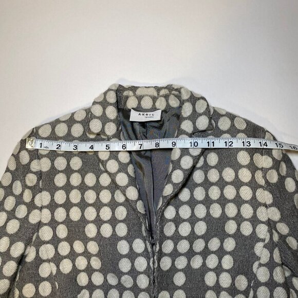 AKRIS PUNTO Grey & Ivory Polka Dot Wool Blend Blazer Size US 10 - Picture 9 of 11